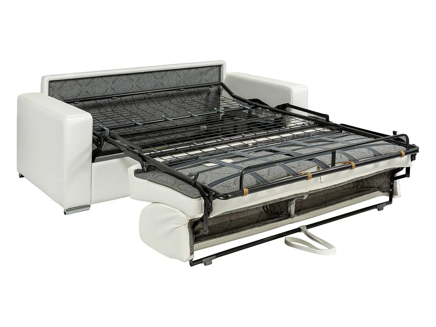 Sale Vente-unique Sofá 3 lugares convertível abertura rápida pele branca cama 140 cm e colchão 14 cm CALITO Branco
