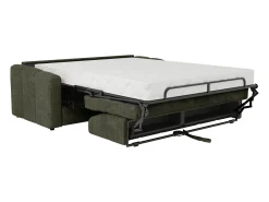 Sofá*Vente-unique Sofá 4 lugares convertível abertura rápida tecido verde ripas largas 160 cm - 22 cm DARIELO Caqui
