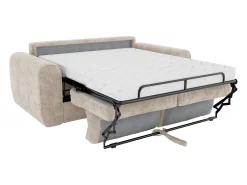 Sofá*Vente-unique Sofá 4 lugares convertível abertura rápida tecido , cama 160 cm e colchão 14 cm BOLIPO Bege