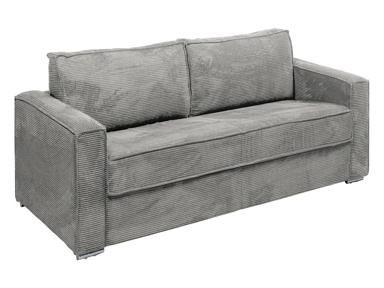 Sofá|Vente-unique Sofá 4 lugares convertível abertura rápida veludo canelado cinza-claro 160cm e 14cm LORETO Cinzento claro