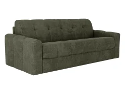 Sofá*Vente-unique Sofá 4 lugares convertível abertura rápida tecido texturizado verde 160 cm Colchão 22 cm DARIELO Caqui