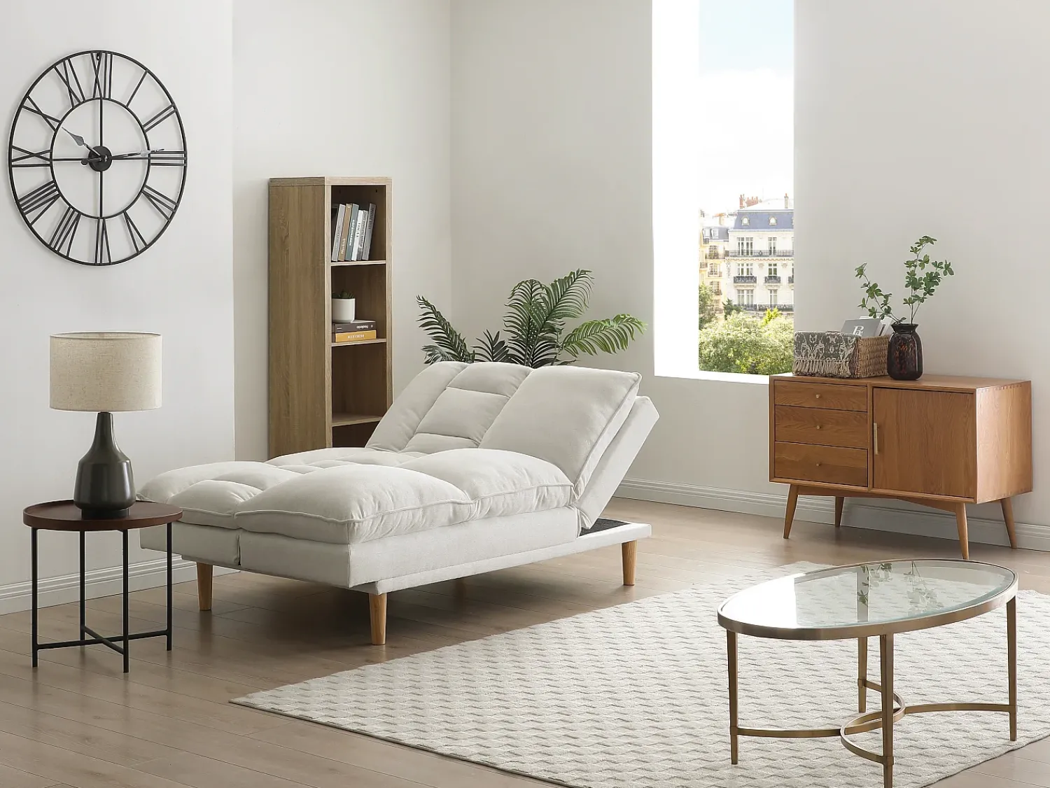Sofá*Vente-unique Sofá 3 lugares convertível clique-claque em tecido PALOBU Bege