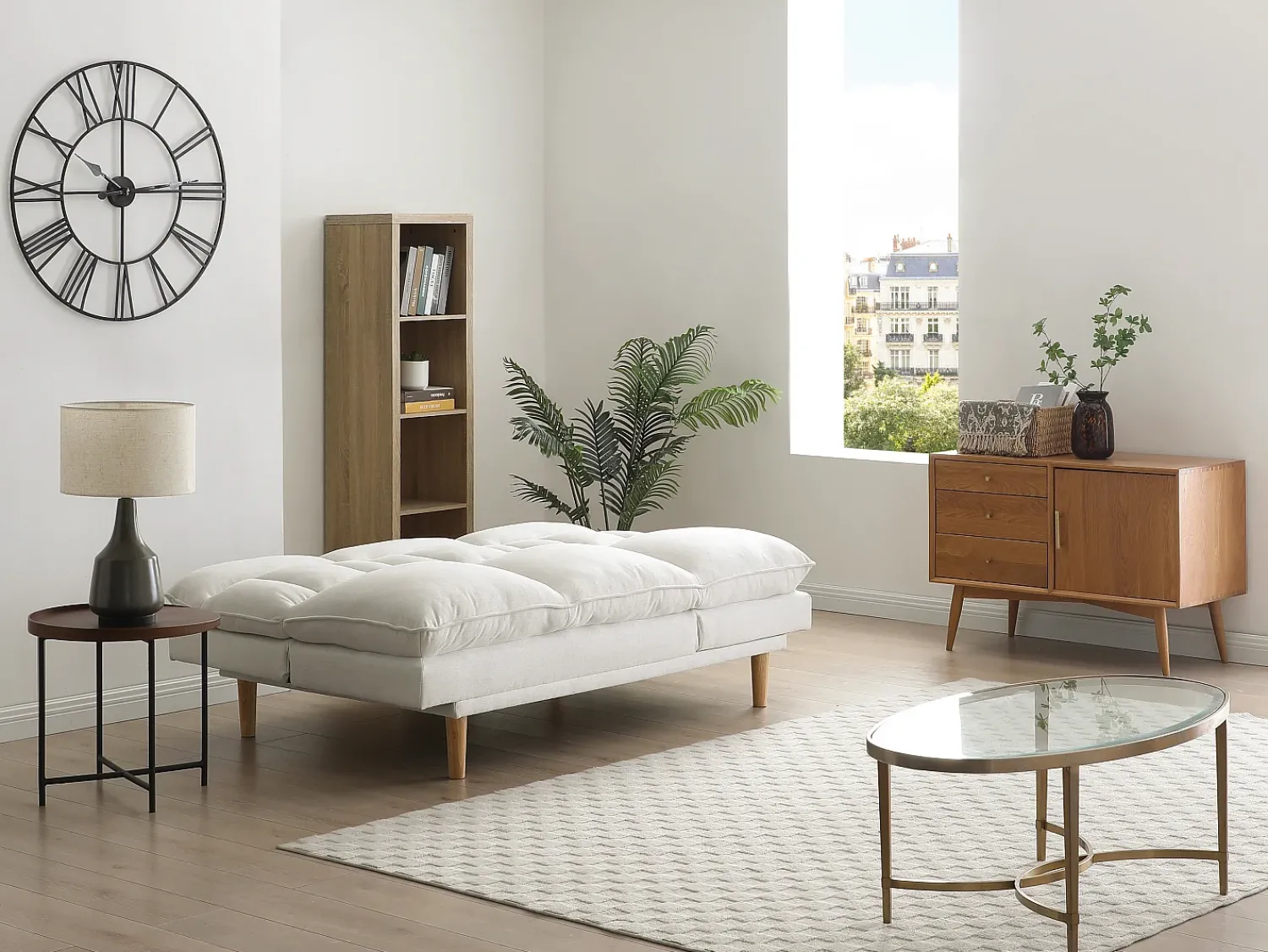 Sofá*Vente-unique Sofá 3 lugares convertível clique-claque em tecido PALOBU Bege