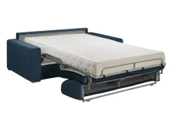 Sofá*Vente-unique Sofá 3 lugares convertível de abertura rápida em veludo azul - Colchão de 16 cm - CALITO Azul escuro