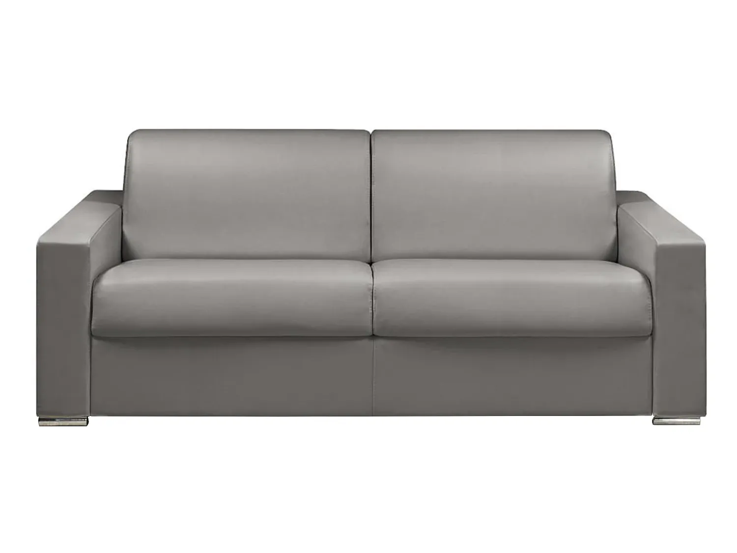 Vente-unique Sofá 4 lugares convertível de abertura rápida em pele sintética cinza com colchão de 16 cm - CALITO^ Sofá
