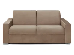 Best Vente-unique Sofá 3 lugares convertível de abertura rápida em veludo - Colchão de 18 cm - CALITO Bege