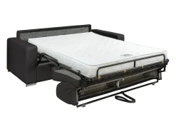 Clearance Vente-unique Sofá 4 lugares convertível de abertura rápida em pele sintética com colchão de 14 cm - CALITO Preto