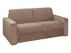 Sofá*Vente-unique Sofá 3 lugares convertível de abertura rápida em veludo - Colchão de 16 cm - CALITO Bege