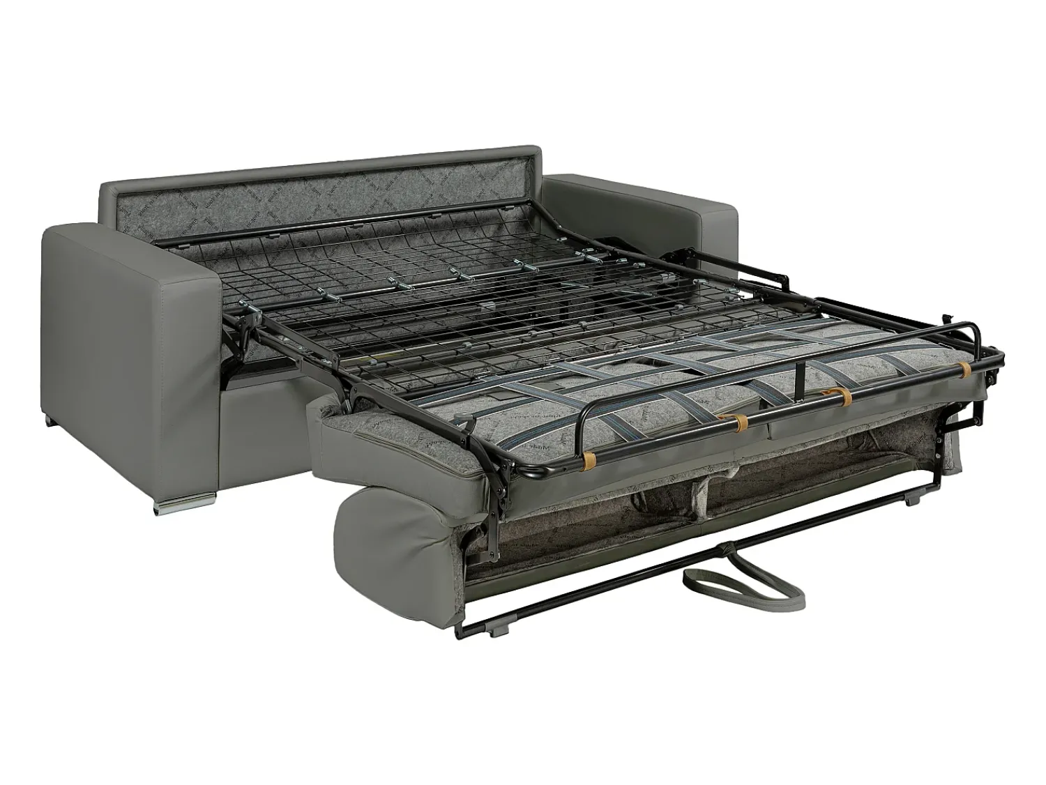 Sofá*Vente-unique Sofá 4 lugares convertível de abertura rápida em pele sintética com colchão de 14 cm - CALITO Preto