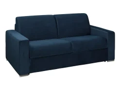 Sofá*Vente-unique Sofá 3 lugares convertível de abertura rápida em veludo azul - Colchão de 18 cm - CALITO Azul escuro