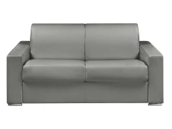 Vente-unique Sofá 2 lugares convertível de abertura rápida em pele sintética cinza com colchão de 16 cm - CALITO^ Sofá