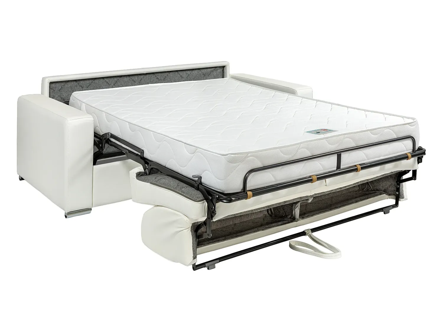 Vente-unique Sofá 3 lugares convertível de abertura rápida em pele sintética com colchão de 18 cm - CALITO^ Sofá