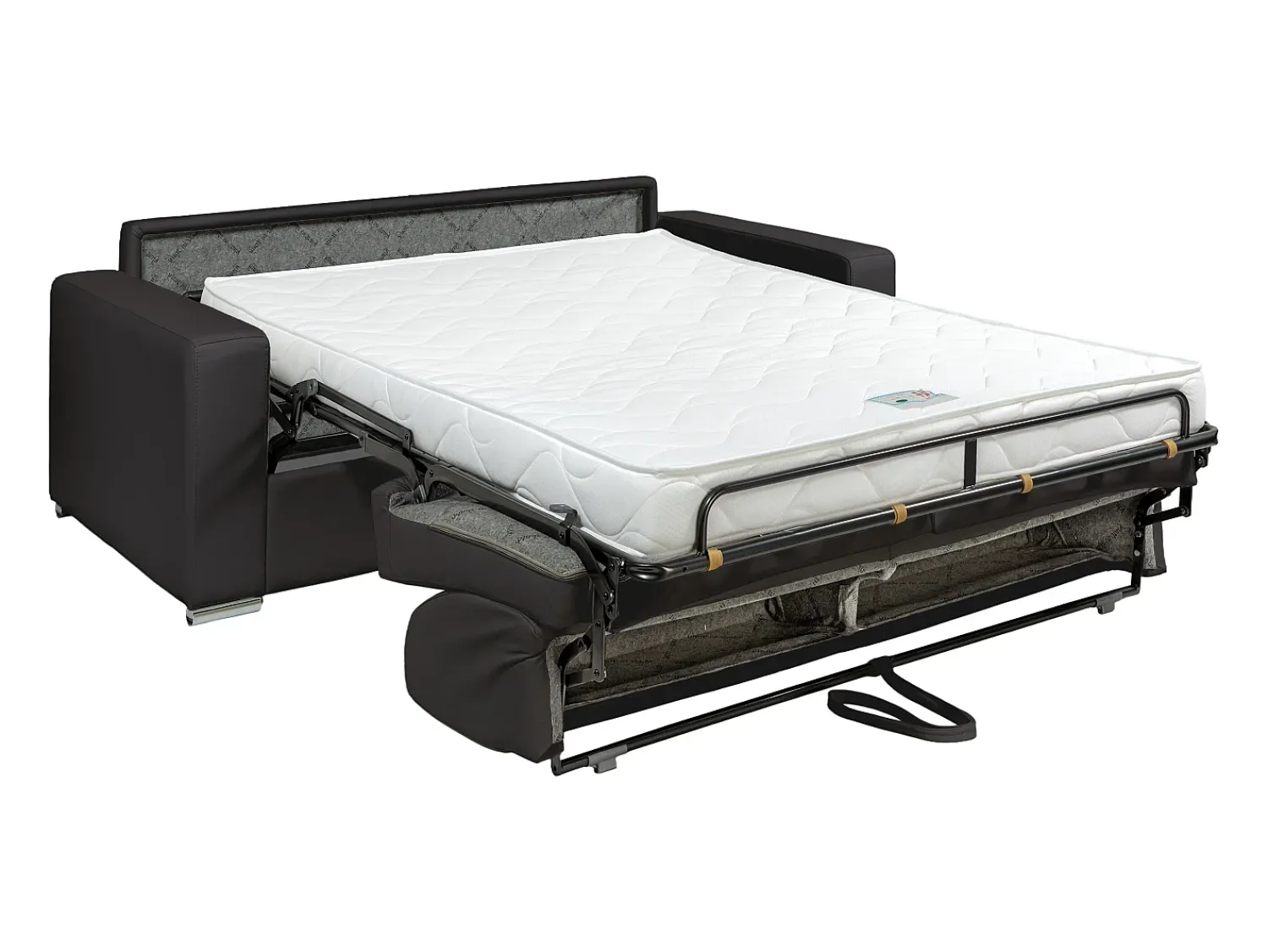 Sofá*Vente-unique Sofá 2 lugares convertível de abertura rápida em pele sintética com colchão de 14 cm - CALITO Preto