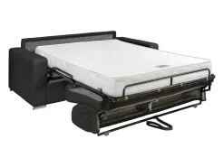 Sofá|Vente-unique Sofá 3 lugares convertível de abertura rápida em pele sintética com colchão de 18 cm - CALITO Preto