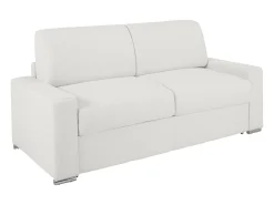 Sofá|Vente-unique Sofá 3 lugares convertível de abertura rápida em pele sintética - - CALITO Branco