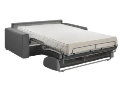 Vente-unique Sofá 3 lugares convertível de abertura rápida em veludo antracite + colchão 16 cm - CALITO Cinza antracite