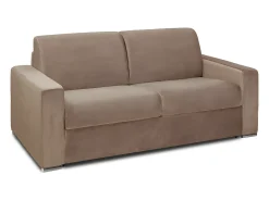 Sofá*Vente-unique Sofá 2 lugares convertível de abertura rápida em veludo - Colchão de 14 cm - CALITO Bege