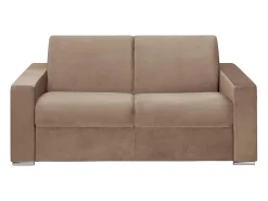 Sofá*Vente-unique Sofá 2 lugares convertível de abertura rápida em veludo - Colchão de 14 cm - CALITO Bege