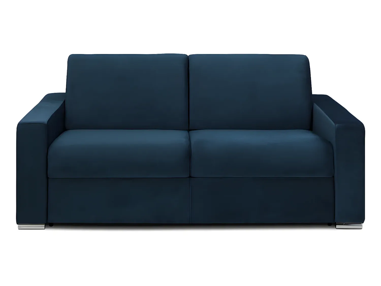 Vente-unique Sofá 3 lugares convertível de abertura rápida em veludo azul - Colchão de 14 cm - CALITO^ Sofá