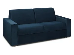 Sofá|Vente-unique Sofá 2 lugares convertível de abertura rápida em veludo azul - Colchão de 16 cm - CALITO Azul escuro