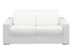 Clearance Vente-unique Sofá 2 lugares convertível de abertura rápida em pele sintética com colchão de 16 cm - CALITO Branco
