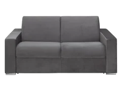 Sofá|Vente-unique Sofá 2 lugares convertível de abertura rápida em veludo antracite + colchão 14 cm - CALITO Cinza antracite