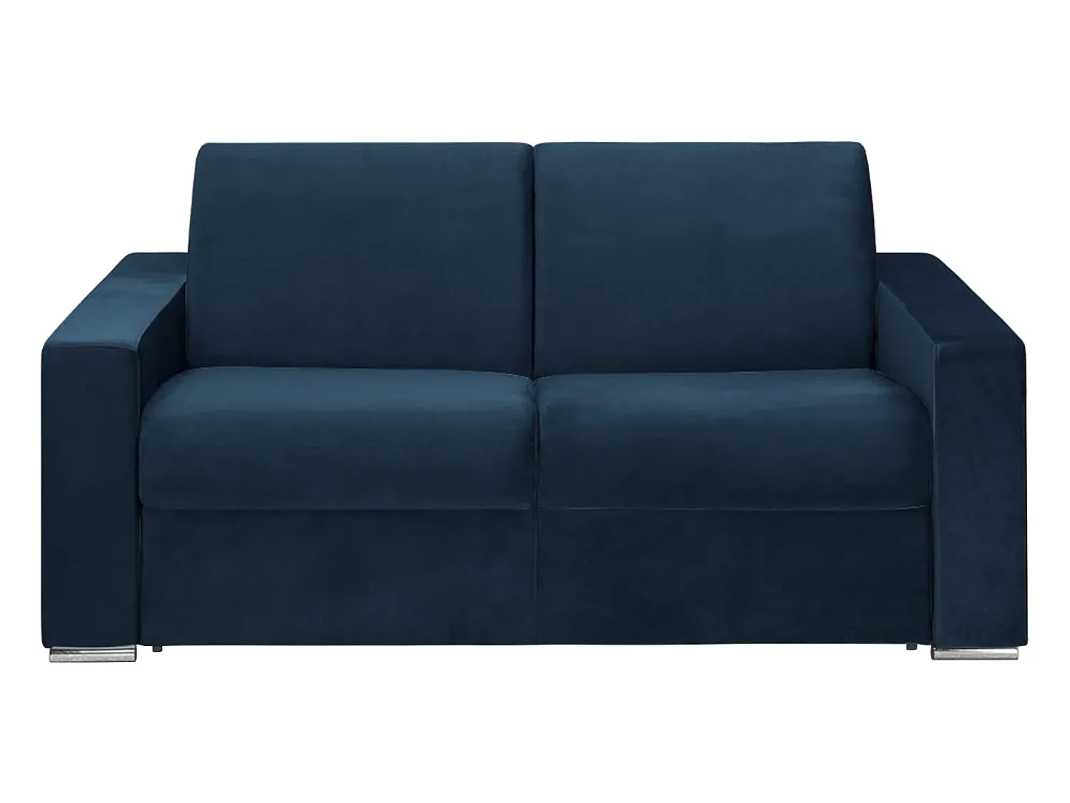 Vente-unique Sofá 2 lugares convertível de abertura rápida em veludo azul - Colchão de 14 cm - CALITO^ Sofá