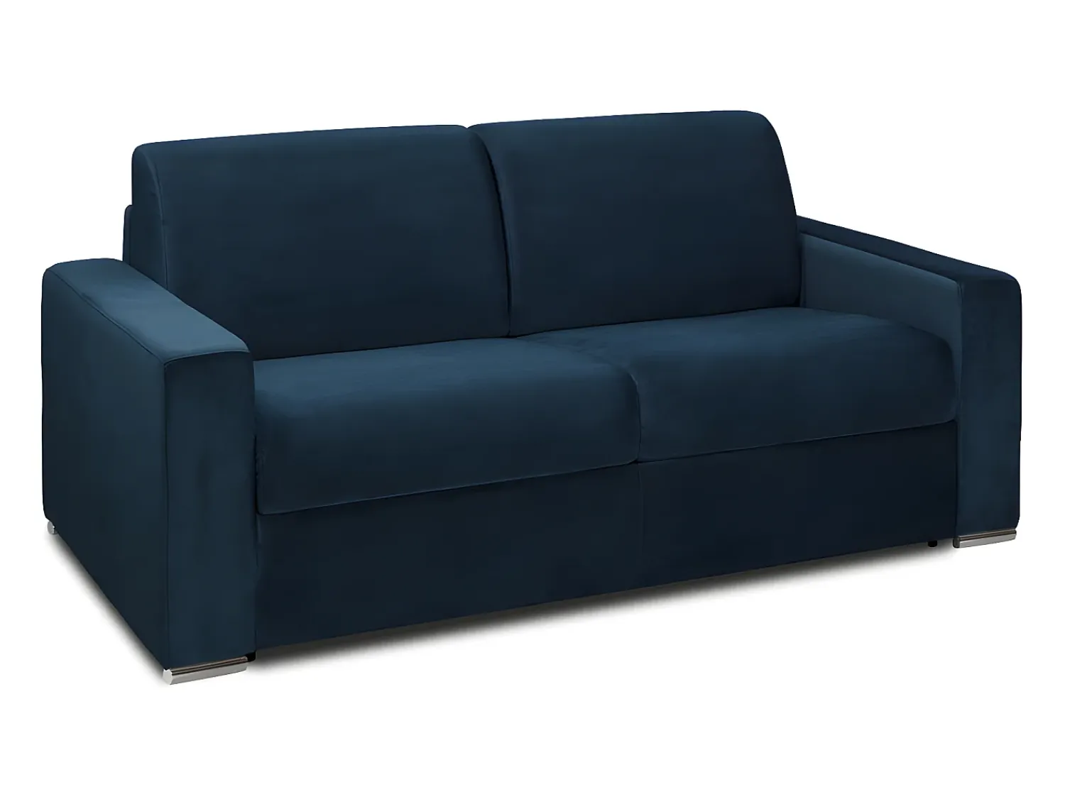 Vente-unique Sofá 2 lugares convertível de abertura rápida em veludo azul - Colchão de 14 cm - CALITO^ Sofá