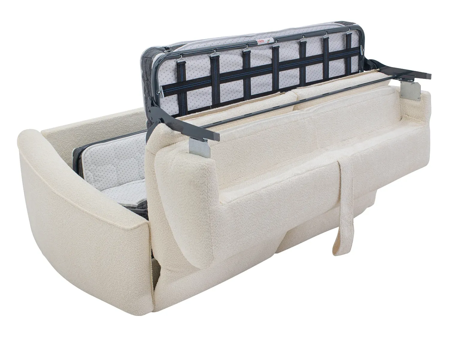 Sofá|Vente-unique Sofá 3 lugares convertível expresso em tecido bouclé - Colchão 13 cm ASUFA Branco