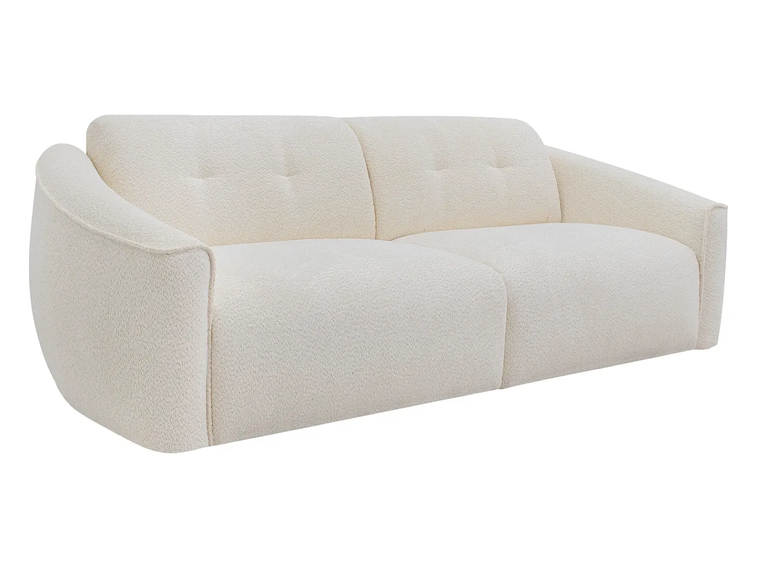 Sofá*Vente-unique Sofá 4 lugares convertível expresso em tecido bouclé - Colchão 16 cm ASUFA Branco
