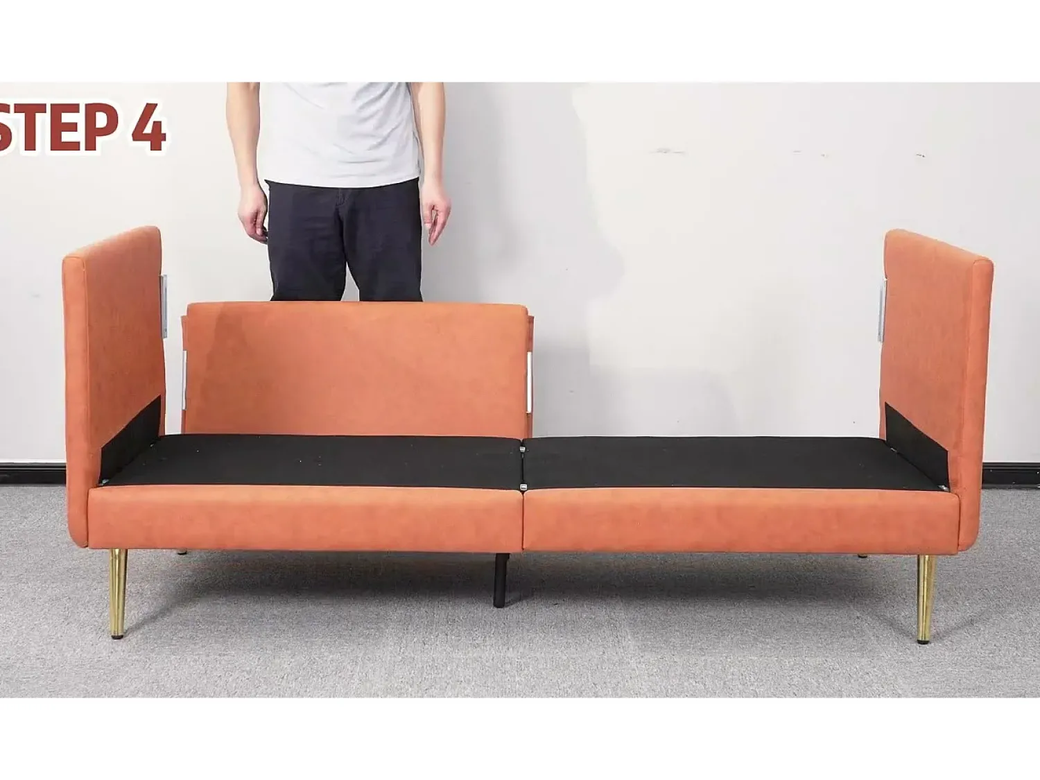 New DripeX Sofá 2/3 lugares em couro sintético, com almofadas de assento profundas e confortáveis de 56 cm, 185x76x90 cm, laranja Cor de laranja