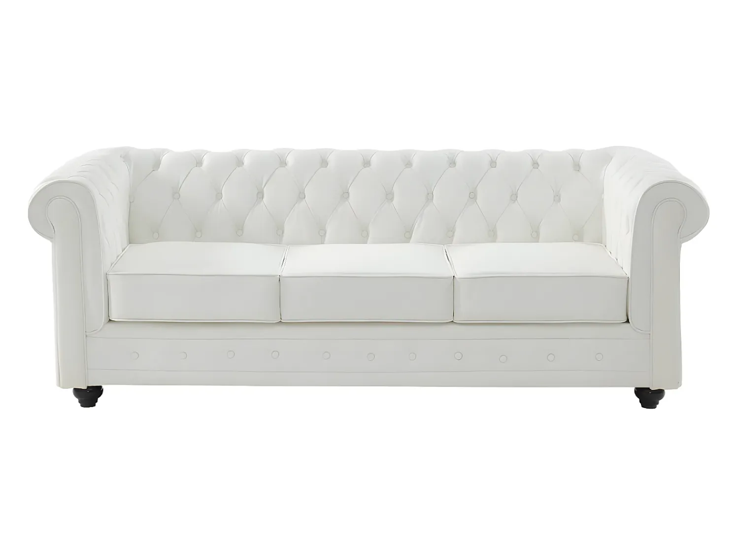 Vente-unique Sofá 3 lugares em pele de búfalo icónico CHESTERFIELD Branco