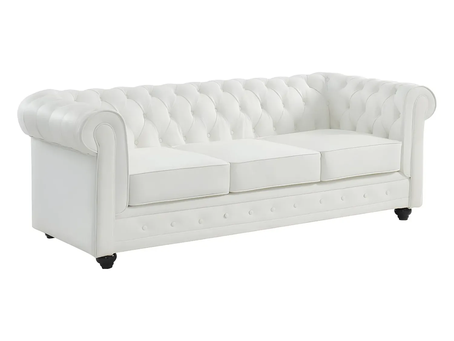 Vente-unique Sofá 3 lugares em pele de búfalo icónico CHESTERFIELD Branco