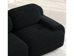 Clearance Sofá 3 Lugares Modular de Veludo Cannelado - com 3 Almofadas - 298x103x75cm - Preto