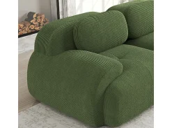 Sofá* Sofá 3 Lugares Modular de Veludo Cannelado - com 3 Almofadas - 298x103x75cm - Verde