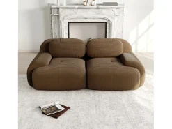 Sofá*DripeX Sofá 2 lugares modular em Veludo cotelê - com 2 almofadas - 208x103x70cm - Marrom Castanho