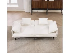 Sofá|ModernLuxe Sofá 2 lugares 167.5x73x70 cm - encosto inclinável três posições (100°–180°) - almofadas de assento macias - Branco