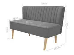 Sofá|Helloshop26 Sofá 117 x 55,5 x 77 cm em tecido cinza claro 02_0019481 Cinzento