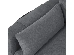 Sofá|DripeX Sofá angular conversível em veludo - 3 lugares - com armazenamento, porta-copos de aço inoxidável - 205x139x87cm - Cinza Cinzento