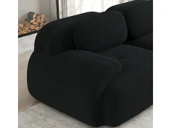 Sofá|DripeX Sofá angular modular 3 lugares - de Veludo cotelê - com 3 almofadas e 2 puffs - 298x178x75cm - Preto