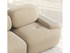 DripeX Sofá angular modular 2 lugares - de Veludo cotelê - com 2 almofadas e puff - ergonómico - 208x178x75cm - Bege