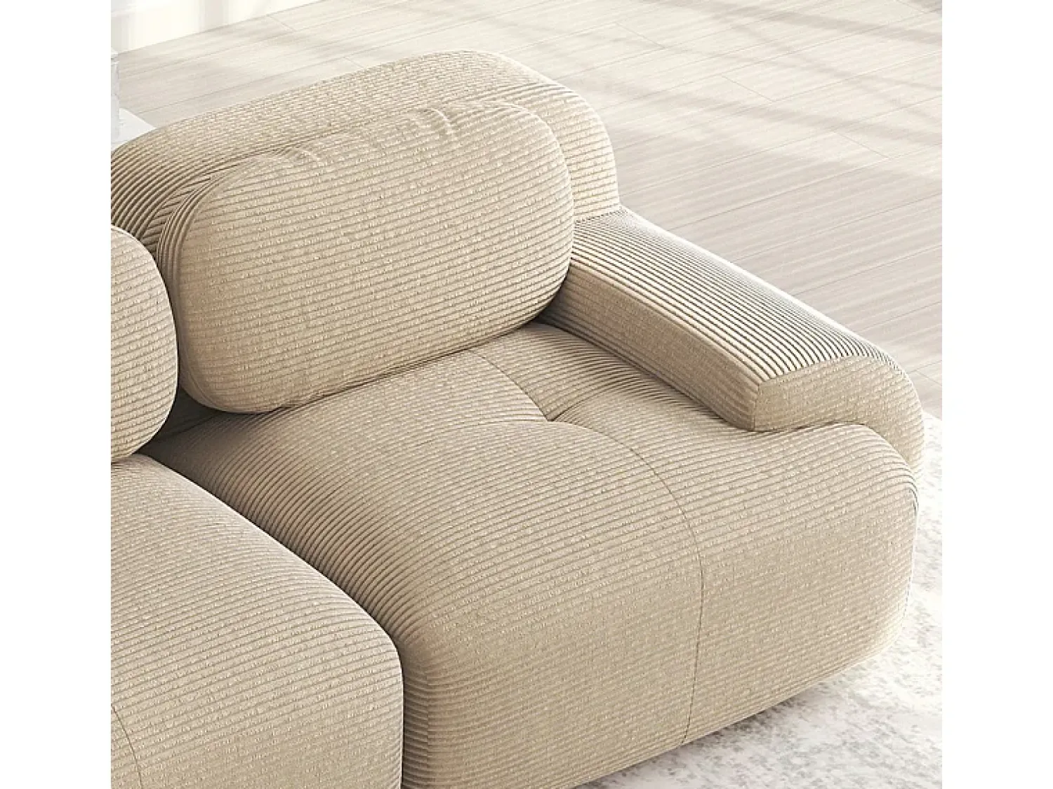 DripeX Sofá angular modular 4 lugares - de Veludo cotelê - com 4 almofadas e puff - 388x178x75cm -^ Sofá