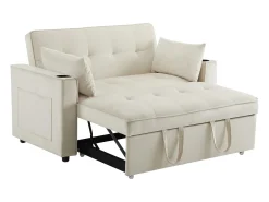 Sofá de 2 lugares - Sofá-cama com suporte para copos e bolso para arrumação - almofadas e rodízios^ Sofá