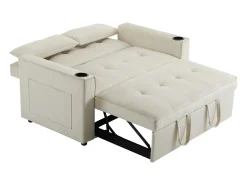 Sofá de 2 lugares - Sofá-cama com suporte para copos e bolso para arrumação - almofadas e rodízios^ Sofá