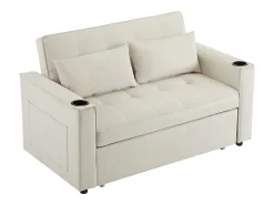 Sofá de 2 lugares - Sofá-cama com suporte para copos e bolso para arrumação - almofadas e rodízios^ Sofá