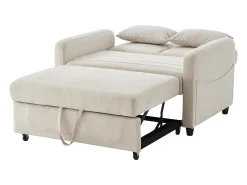 Sofá de 2 lugares - Sofá lounge com função de extensão e duas almofadas - encosto ajustável - tecido de algodão e linho^ Sofá