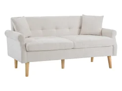 Hauss Spole Sofá de 2 lugares, tecido chenille, pernas em madeira, 162x74x77cm^ Sofá