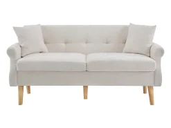 Hauss Spole Sofá de 2 lugares, tecido chenille, pernas em madeira, 162x74x77cm^ Sofá