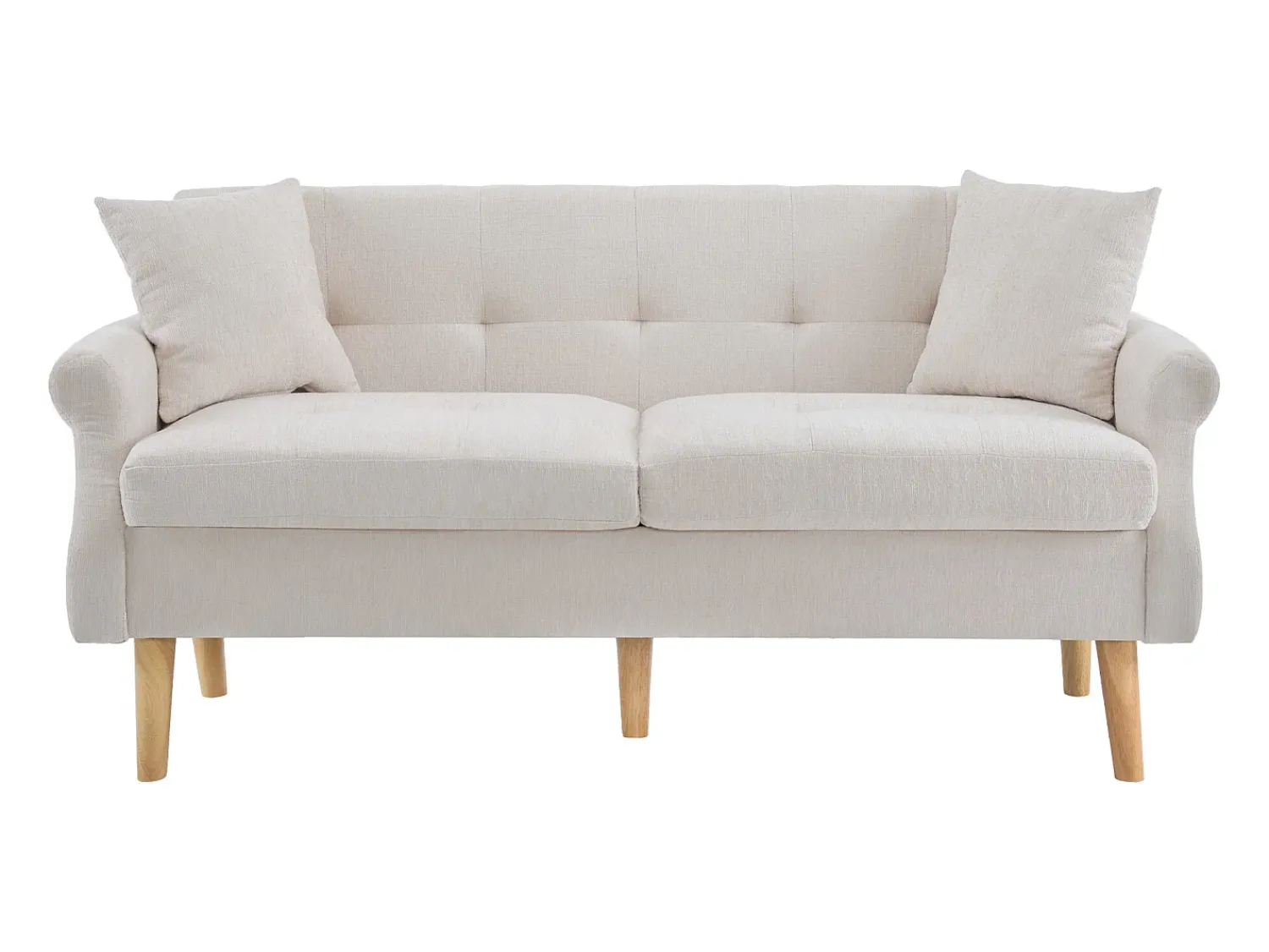Hauss Spole Sofá de 2 lugares, tecido chenille, pernas em madeira, 162x74x77cm^ Sofá