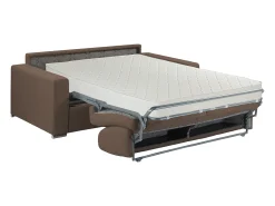 Vente-unique Sofá cama 3 lugares colchão de 18 cm tecido Castanho CALITO^ Sofá